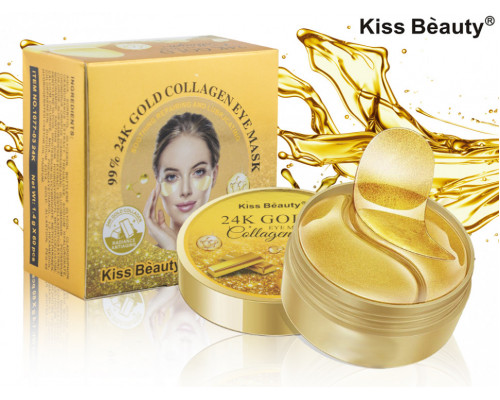 Гидрогелевые патчи для глаз от мешков и кругов под глазами Kiss Beauty 24K Gold Collagen Eye Mask 60шт (7160)