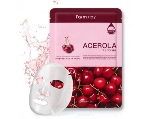 Маска тканевая для лица с экстрактом ацеролы FarmStay Visible Difference Mask Sheet Acerola