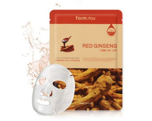 Маска тканевая для лица с экстрактом корня красного женьшеня FarmStay Visible Difference Mask Sheet Red Ginseng